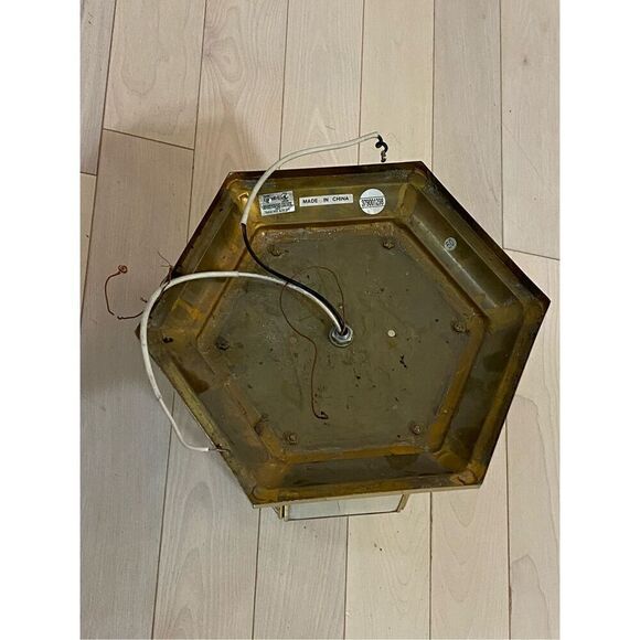 Vintage 3 Light Solid Brass with Clear Beveled Cross-Hatch Glass  Flush Mount Ce - Picture 5 of 7